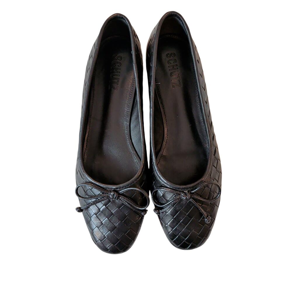 NIB Schutz Evereve Women's Sz 6 Arissa Woven Ballet Flat Slip On Leather Shoes - Picture 3 of 10